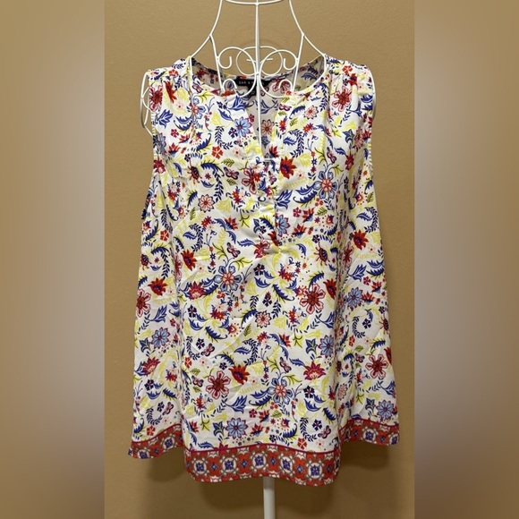 Zac & Rachel Tops - Floral Boho Sleeveless V-Neck Tunic Top Size Large EUC